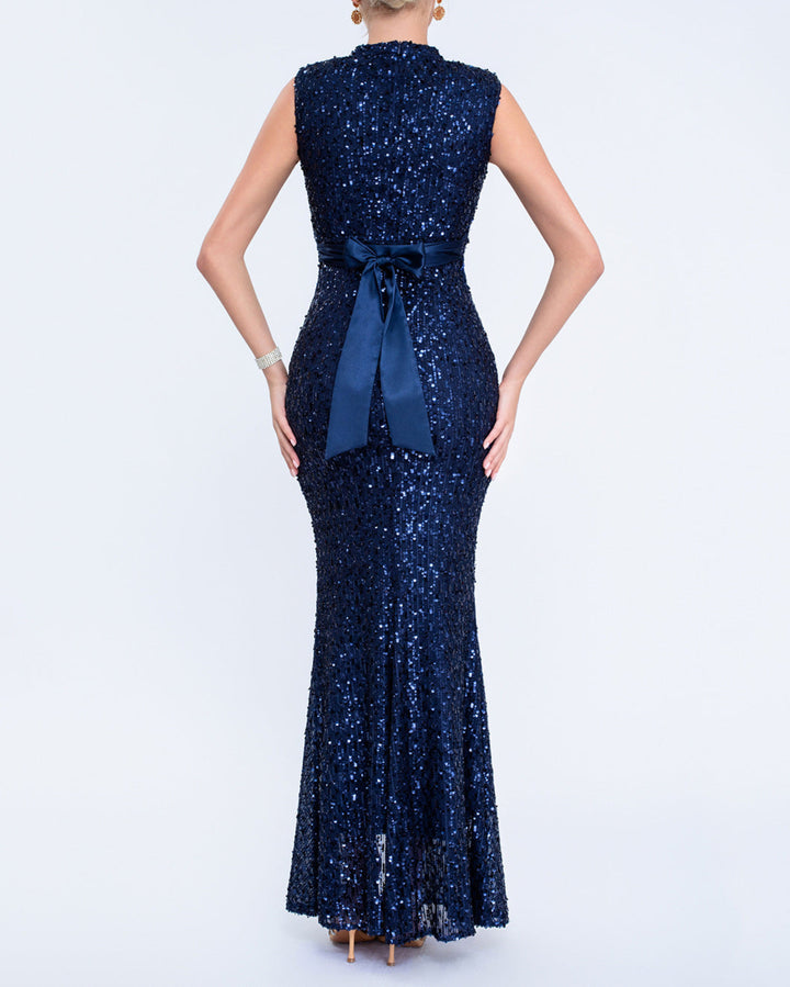 Geplooide top met uitlopende mouwen en maxi-rok set met tailleband – Rosiny 