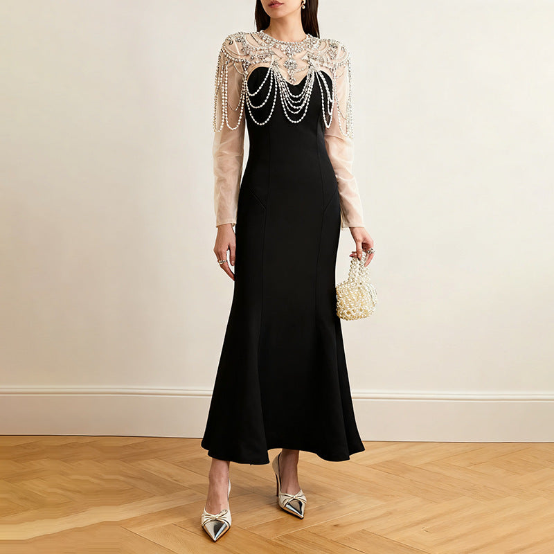 Haut à manches évasées plissées et ensemble jupe longue avec ceinture à la taille – Rosiny 