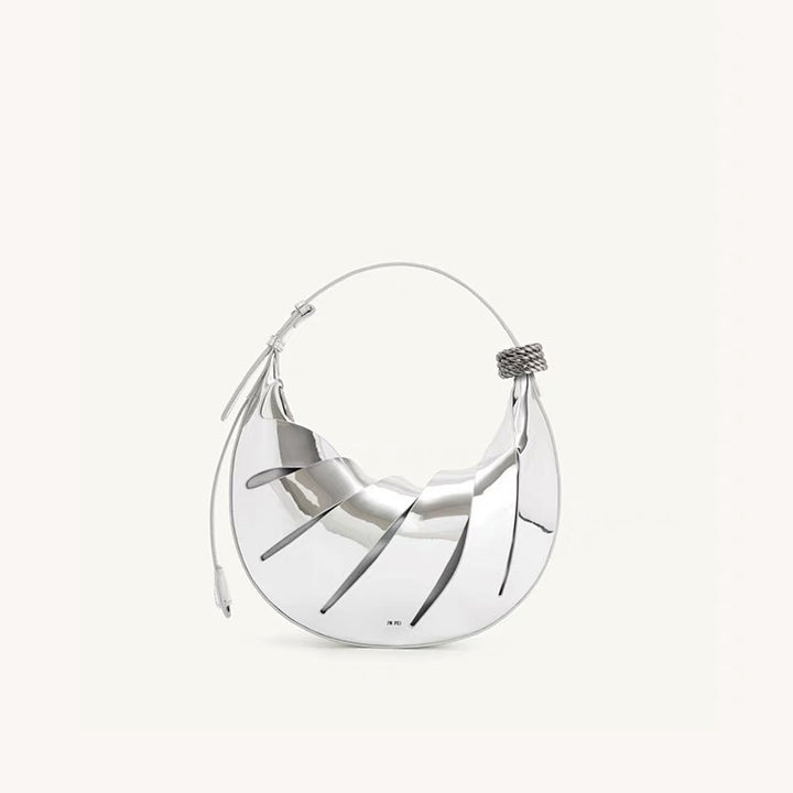 sculptural metallic crescent bag with wrapped handle – SELENE