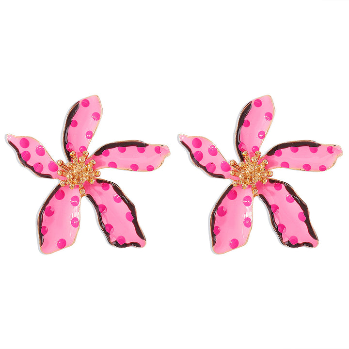 polka dot enamel flower earrings with gold accents - NOVAXI