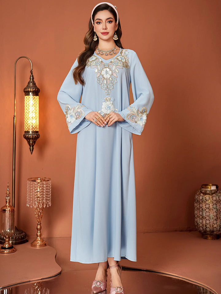 op maat gemaakte flare-pak met satijnen pofmouwen – VALENCIA 