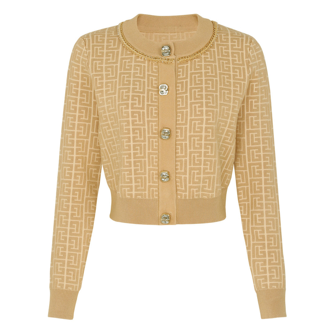 knitted two-piece dress set with logo pattern – CAMILA