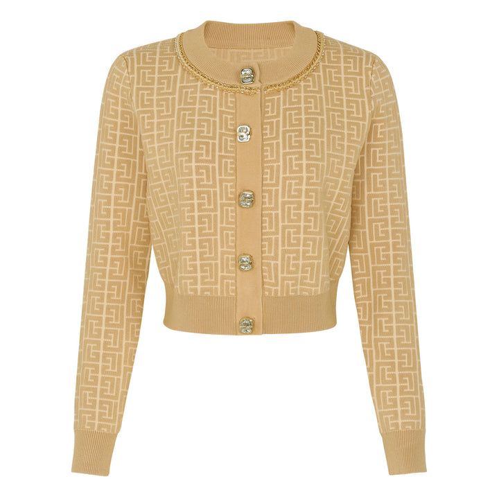 knitted two-piece dress set with logo pattern – CAMILA