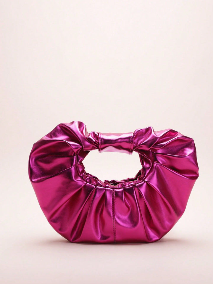 metallic ruched handle bag with circular silhouette – NOVANVI