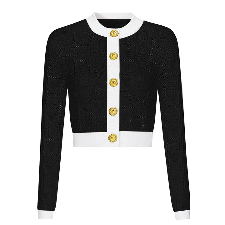 three-piece crochet knit set with contrast trim – LARISSAP