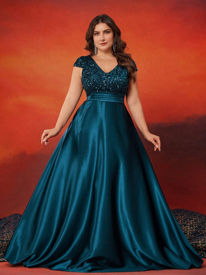 Geplooide top met uitlopende mouwen en maxi-rok set met tailleband – Rosiny 