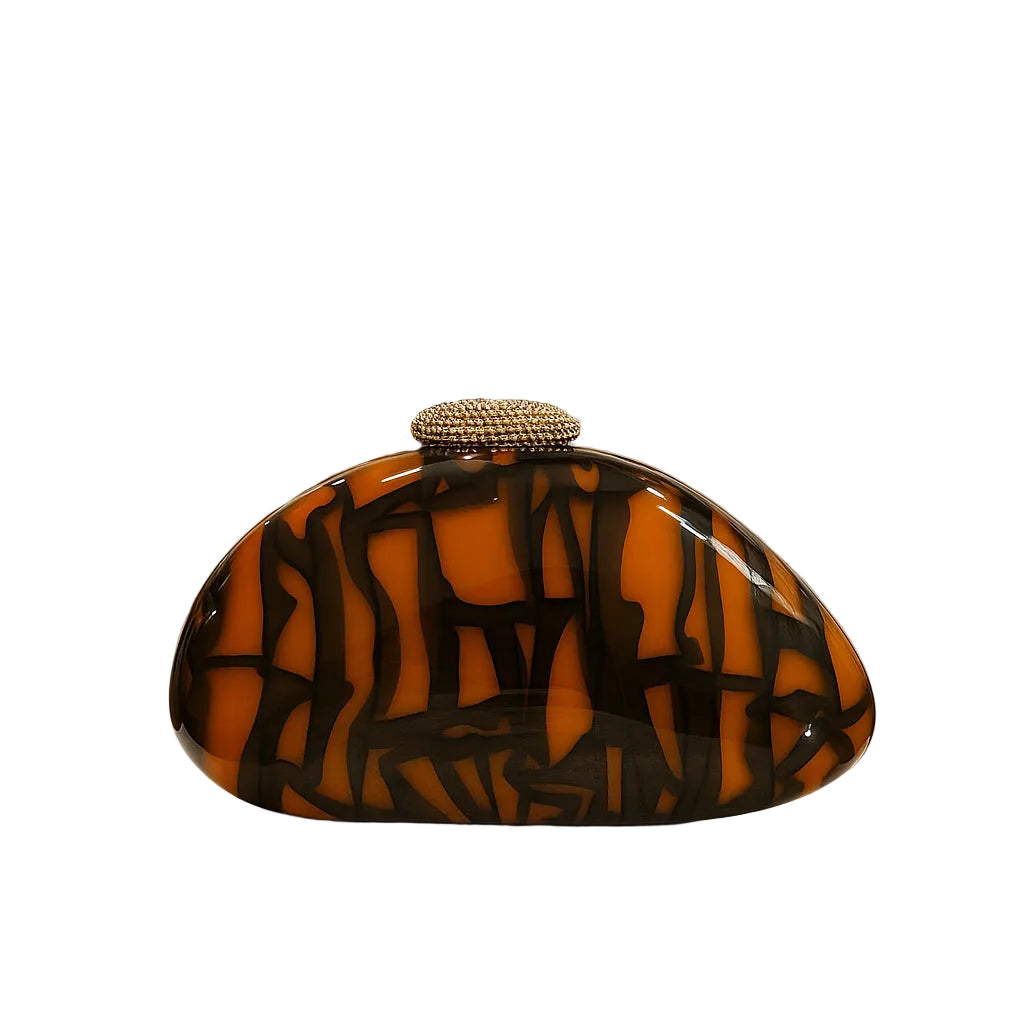 حقيبة يد صغيرة بتصميم قبة بنمط تجريدي ولمسة ذهبية – عنبر