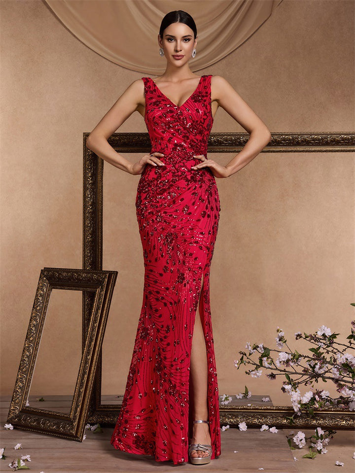 فستان بدون أكمام مزخرف بفتحة جانبية – إمبيرف