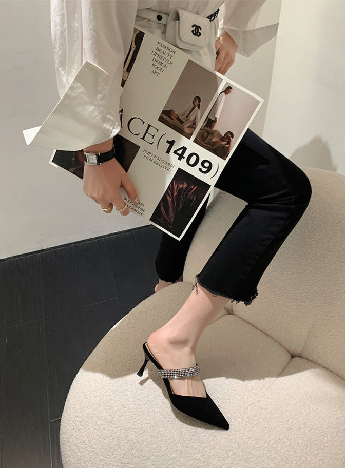 حذاء ميول مدبب بحزام من حجر الراين - لونازمو