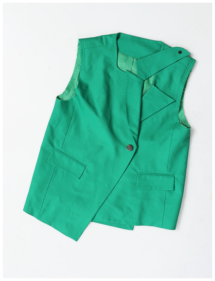 asymmetric sleeveless tailored blazer – EMERALD
