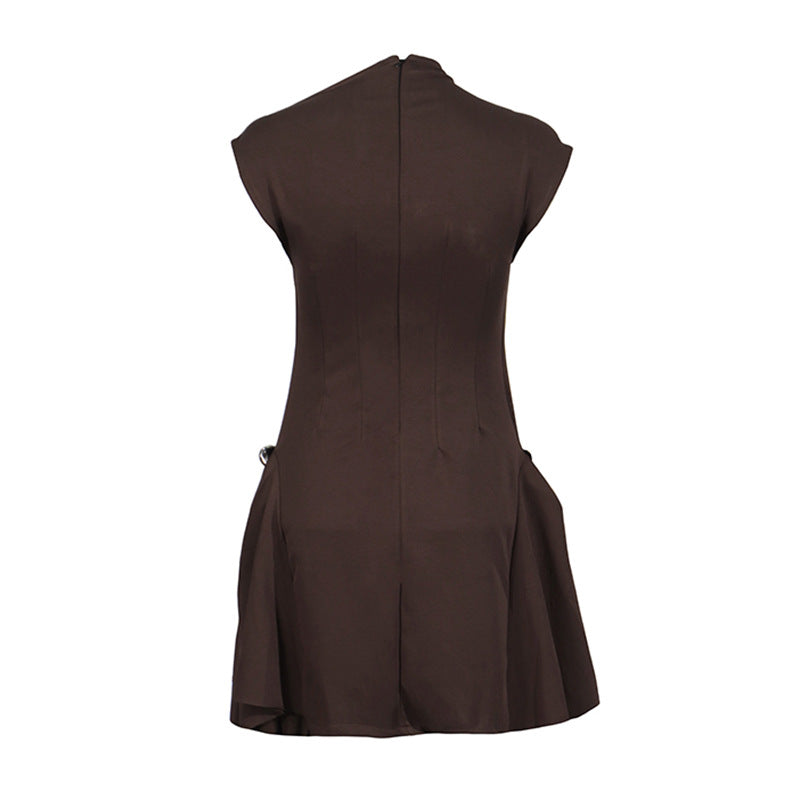 sleeveless A-line mini dress with structured seams – LEXA