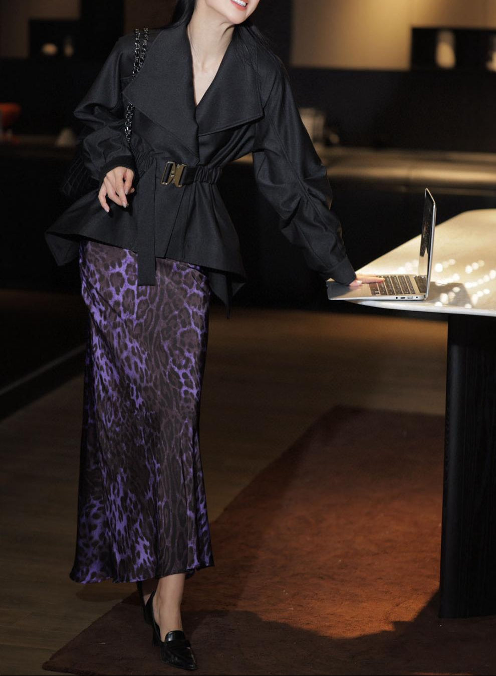 asymmetric belted jacket with wide lapel – VARESSA