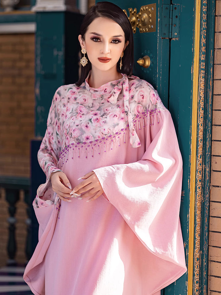 costume évasé sur mesure avec manches bouffantes en satin – VALENCIA 