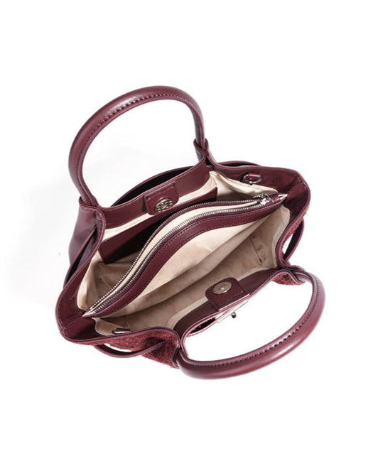 geweven rieten draagtas met dubbele leren handvatten – LÉONIE 