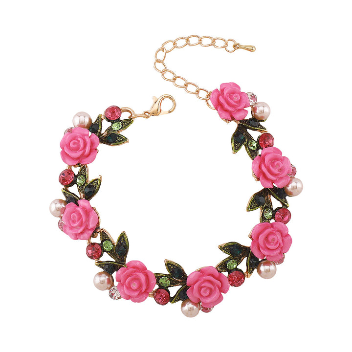floral resin bracelet with pearl accents - BLOSSOMA