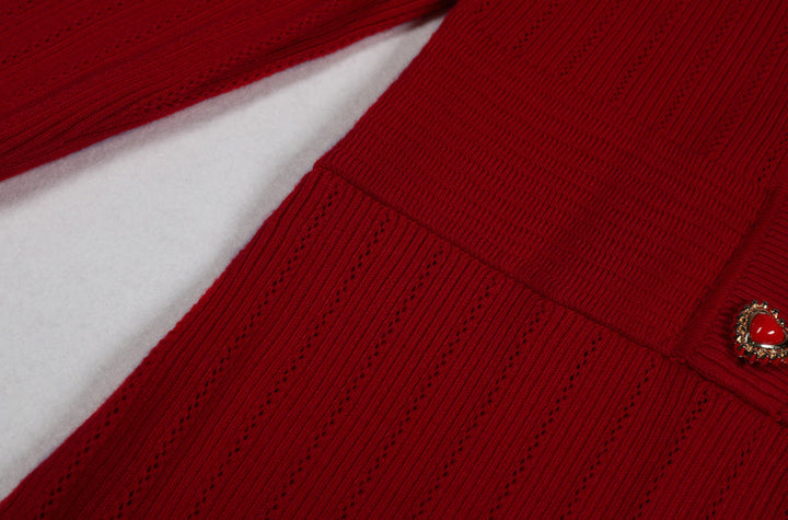 فستان محبوك بأكمام طويلة وأزرار على شكل قلب – روبيلكا