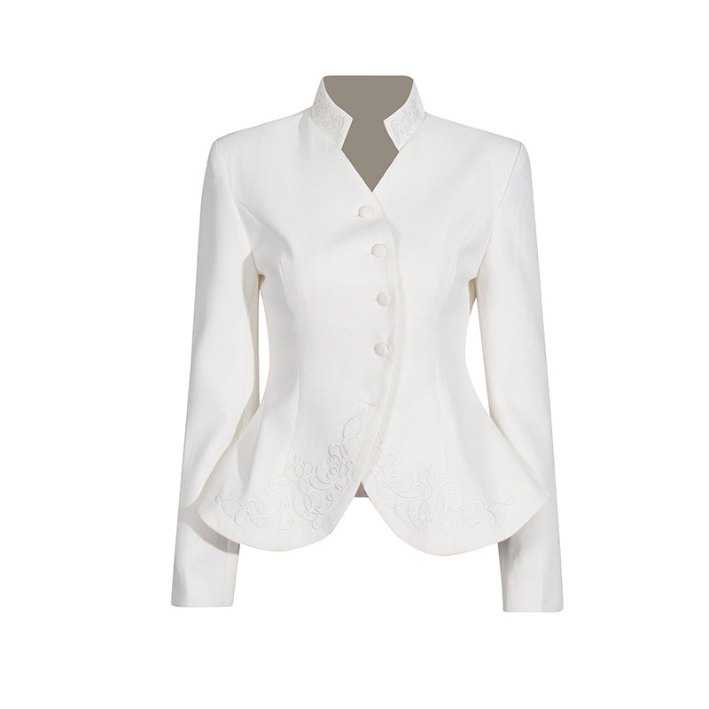 pleated maxi skirt with embroidered blazer – RUBINA