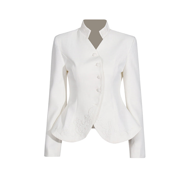 pleated maxi skirt with embroidered blazer – RUBINA