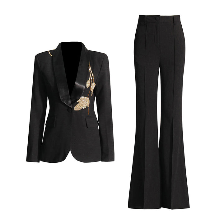 Geplooide top met uitlopende mouwen en maxi-rok set met tailleband – Rosiny 