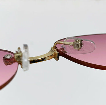 rimless cat-eye sunglasses with gold studded temples – ASTRIDI