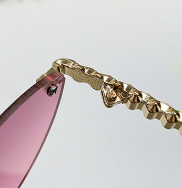 rimless cat-eye sunglasses with gold studded temples – ASTRIDI