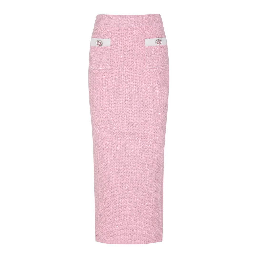 Embellished Knit Cardigan & Midi Skirt Set – KAREM