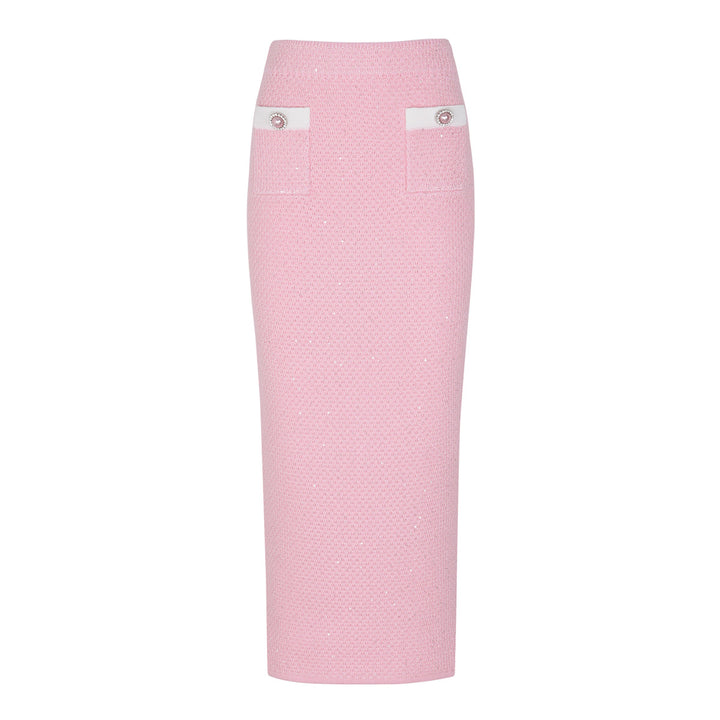 Embellished Knit Cardigan & Midi Skirt Set – KAREM