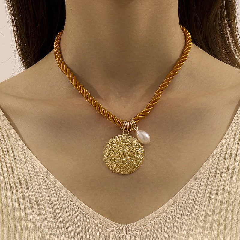 beaded lobster pendant necklace with pearl charm - CORAV