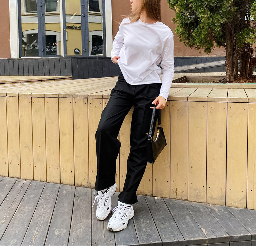 wide-leg tailored pants with high waistband – LUXE