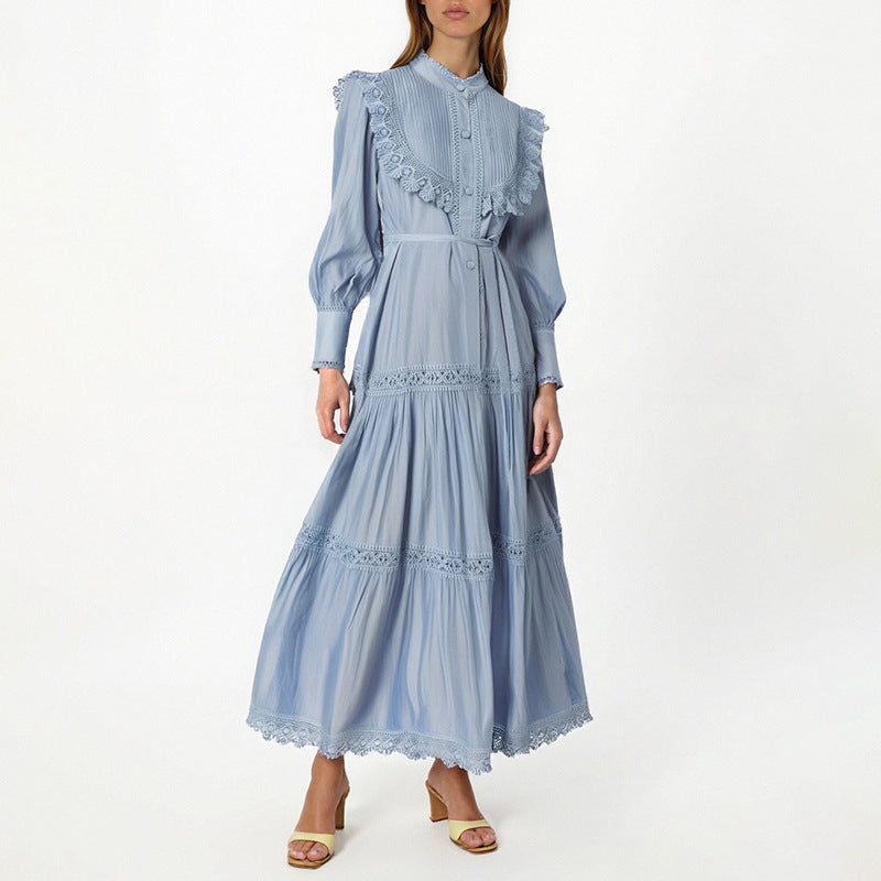 Geplooide top met uitlopende mouwen en maxi-rok set met tailleband – Rosiny 