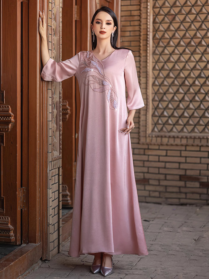 op maat gemaakte flare-pak met satijnen pofmouwen – VALENCIA 