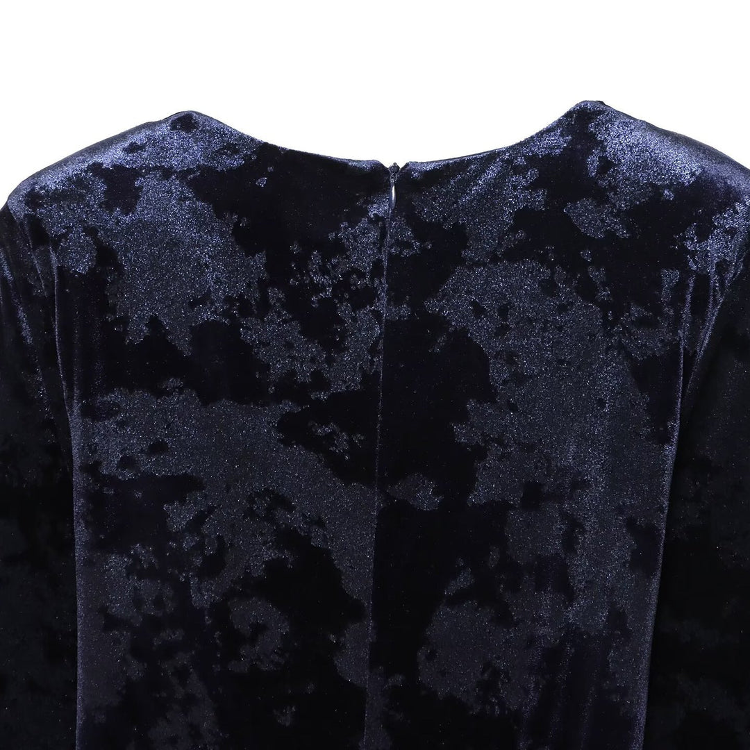 Long velvet wrap dress with deep V-neck and thigh-high slit – VELVET