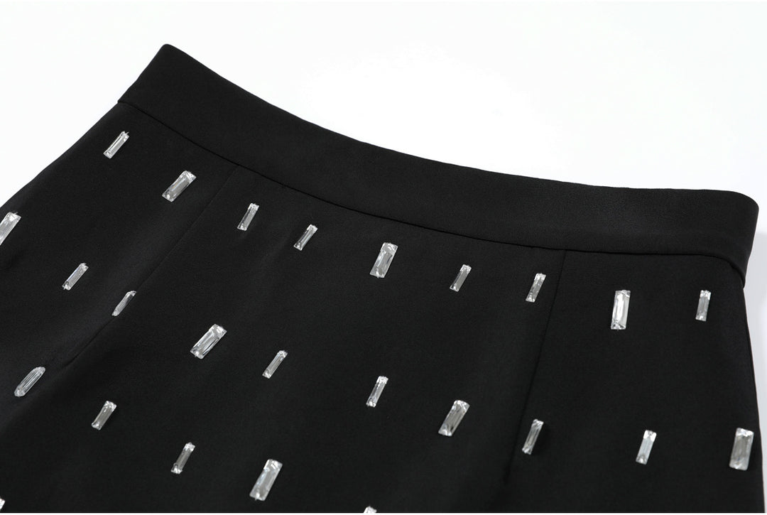 Geplooide top met uitlopende mouwen en maxi-rok set met tailleband – Rosiny 