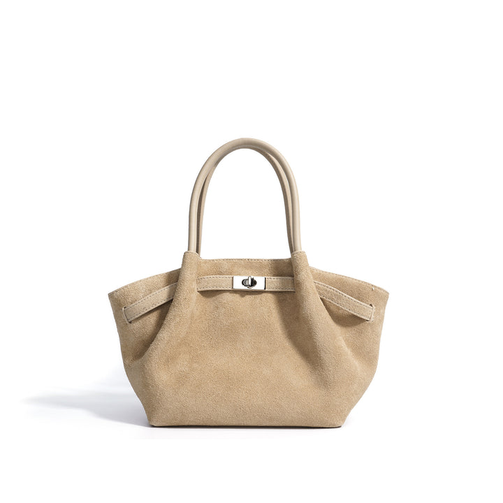 geweven rieten draagtas met dubbele leren handvatten – LÉONIE 