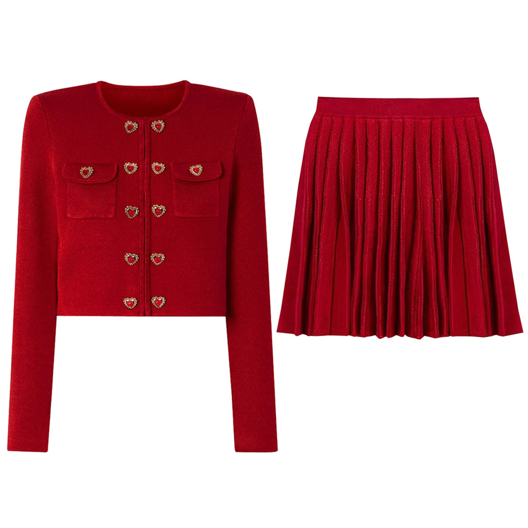 long sleeve cropped jacket with pleated mini skirt - AURELIATO