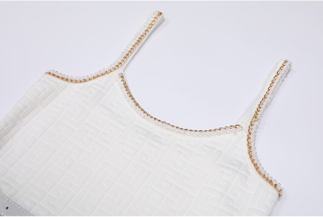 knitted two-piece dress set with logo pattern – CAMILA