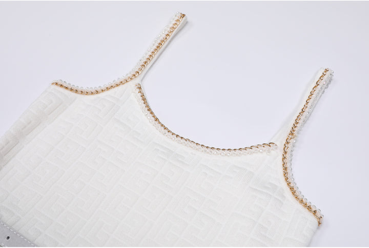 knitted two-piece dress set with logo pattern – CAMILA