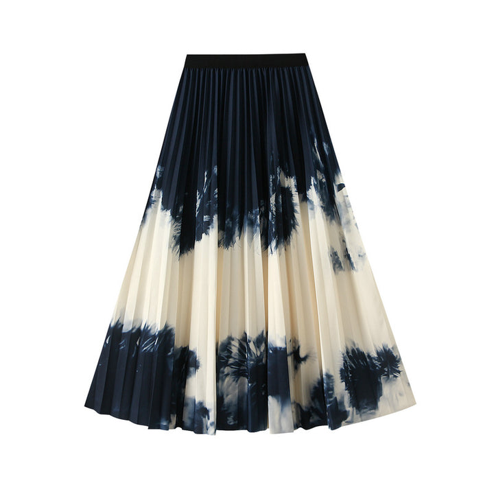 tie-dye pleated A-line midi skirt – MARBLE