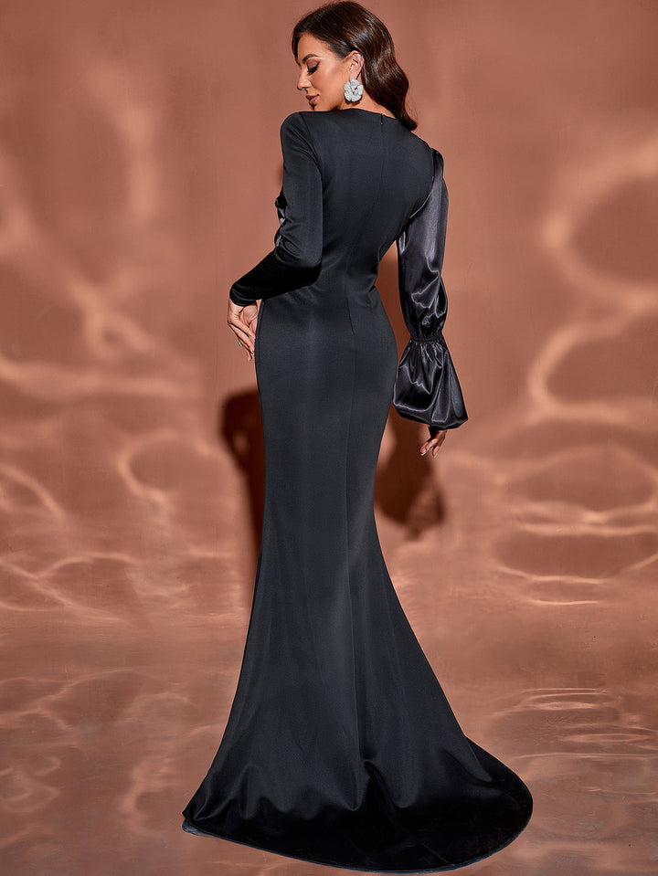 Haut à manches évasées plissées et ensemble jupe longue avec ceinture à la taille – Rosiny 