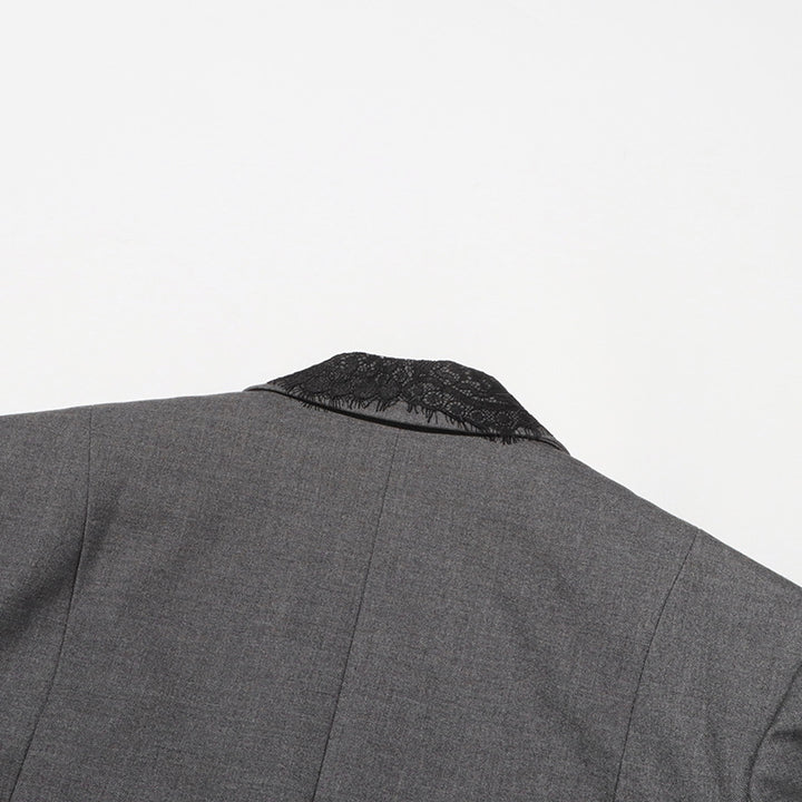 tailored blazer with black lace trim – CELINEWU