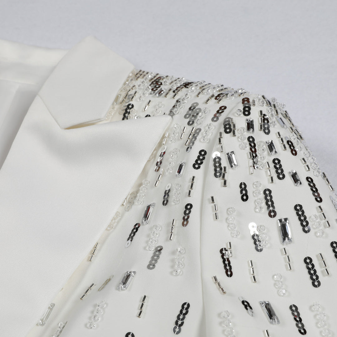 sequin-shoulder tailored blazer – ASTRIDIXU