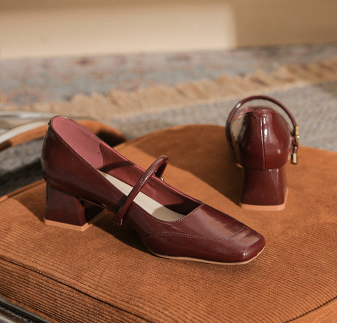 square-toe block heels with slim strap - ARIANRI