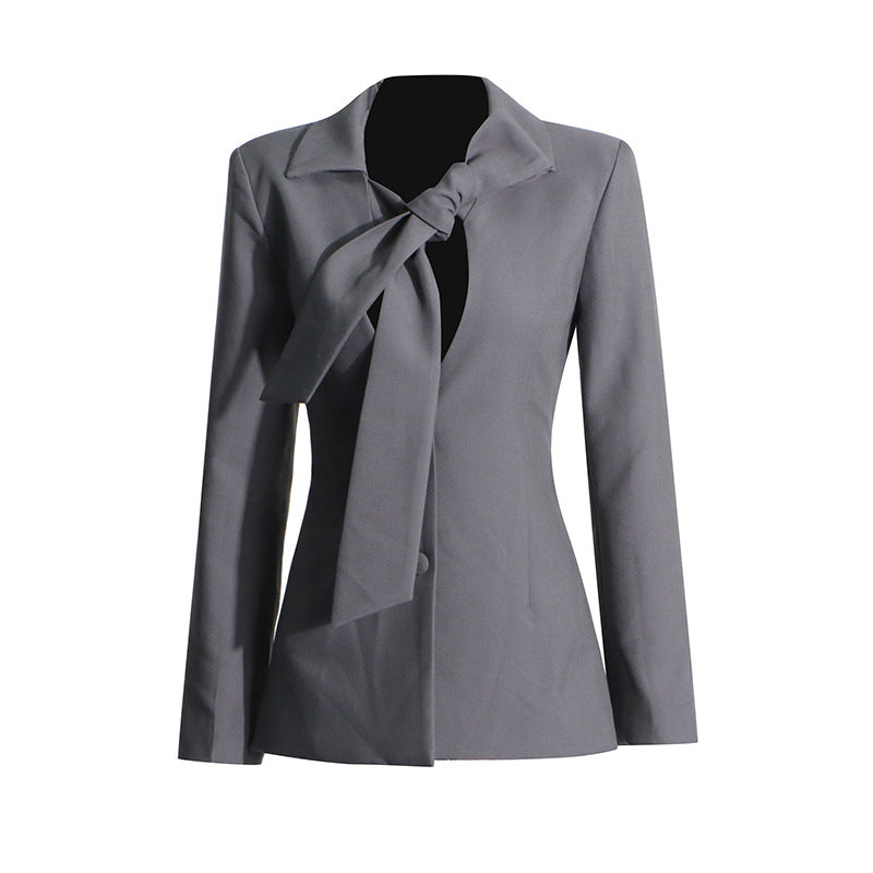 tailored blazer with front tie detail – SELENE