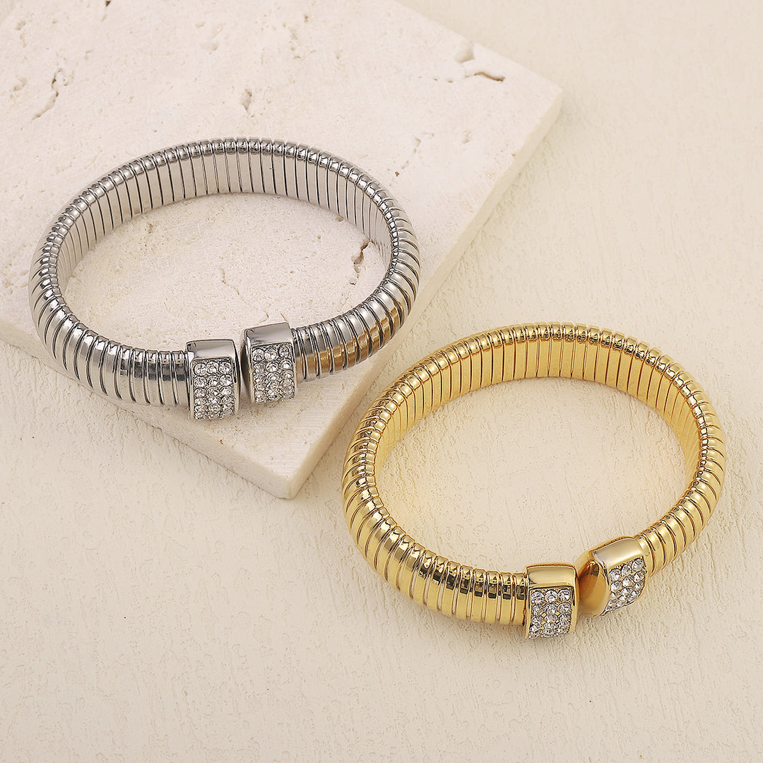 ribbed cuff bracelet with pavé crystal tips – NOVAXI