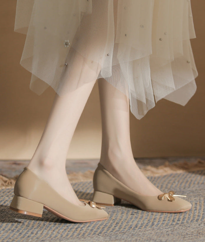 square-toe low block heels with bow detail – ALLEGRATU