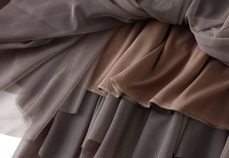 layered asymmetrical tulle skirt with waist belt – VIOLETTE