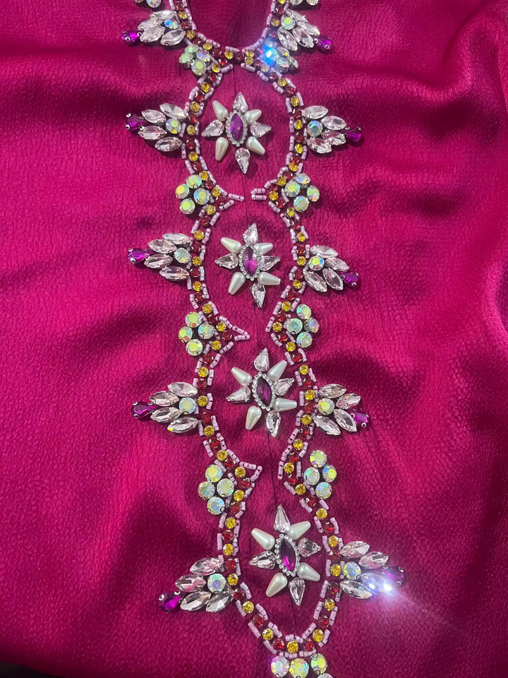 embellished A-line dress with flared sleeves - DALIXA