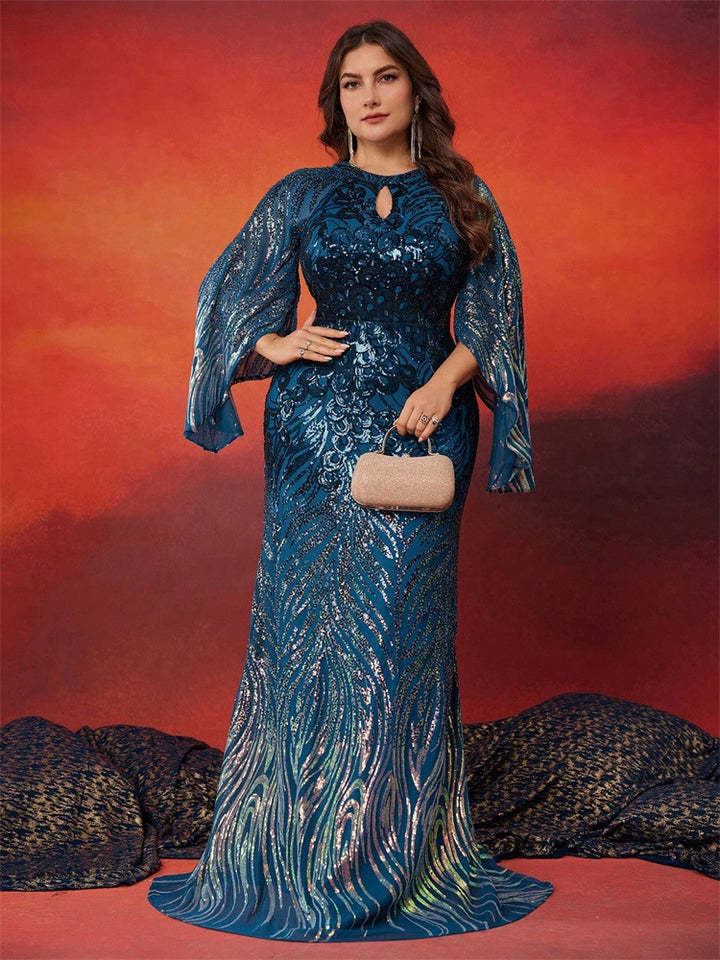 Geplooide top met uitlopende mouwen en maxi-rok set met tailleband – Rosiny 