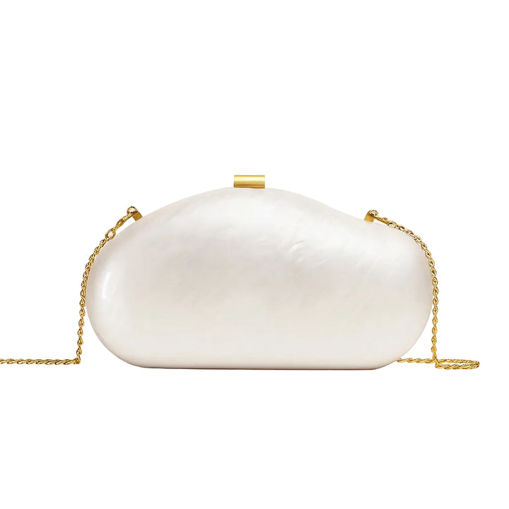 marbled pearl clutch with soft oval silhouette – LUMIÈRE