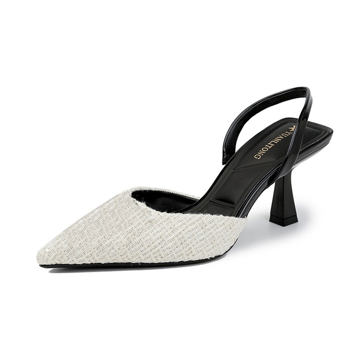 slingback pointed-toe heels with textured finish – SELENEK